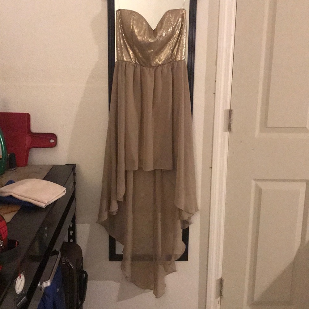 Strapless high-low dress